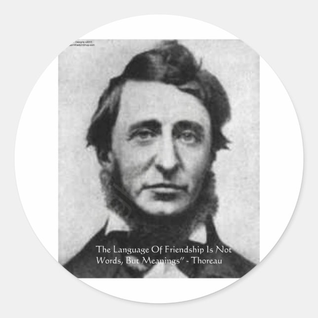 Pegatina Redonda Cita de Henry David Thoreau (Anverso)
