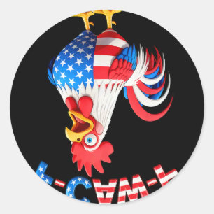 Pegatina Redonda Cita de humor de pollo F-caw-f Gallo Meme Divertid