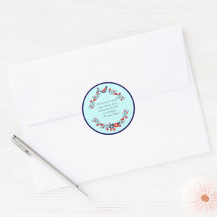 Pegatina Redonda Cita de Jane Austen, Orgullo y Prejuicio Floral