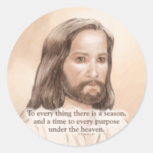 Pegatina Redonda Cita de la biblia del arte de Jesús de la sepia -