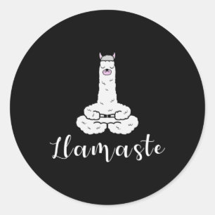 Pegatina Redonda Cita de Llama de Yoga de Meditación Namaste, Llama