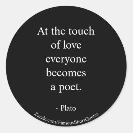 Pegatina Redonda Cita De Platón; El Toque Del Amor