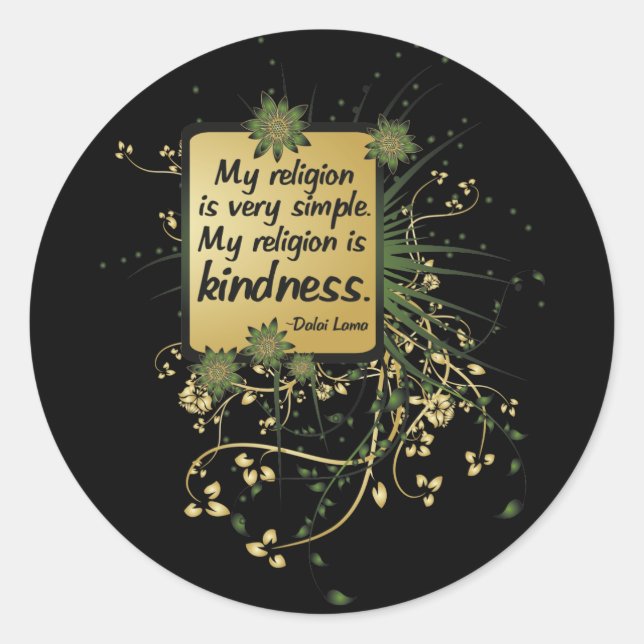 Pegatina Redonda Cita de religión del Dalai Lama (Anverso)