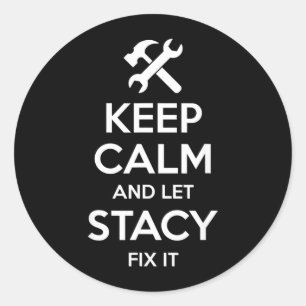 Pegatina Redonda Cita de Stacy Fix Divertida Cumpleaños Nombre Pers