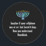 Pegatina Redonda Cita de teléfono satelital divertida de Hanukkah C<br><div class="desc">Cita de teléfono satelital divertida de Hanukkah Chanukah</div>