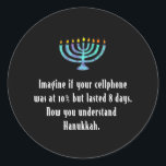 Pegatina Redonda Cita de teléfono satelital divertida de Hanukkah C<br><div class="desc">Cita de teléfono satelital divertida de Hanukkah Chanukah</div>