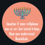Pegatina Redonda Cita de teléfono satelital divertida de Hanukkah C<br><div class="desc">Cita de teléfono satelital divertida de Hanukkah Chanukah</div>