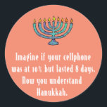 Pegatina Redonda Cita de teléfono satelital divertida de Hanukkah C<br><div class="desc">Cita de teléfono satelital divertida de Hanukkah Chanukah</div>