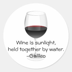 Pegatina Redonda Cita de vinos de Galileo