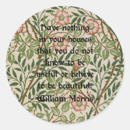 Pegatina Redonda cita de William Morris