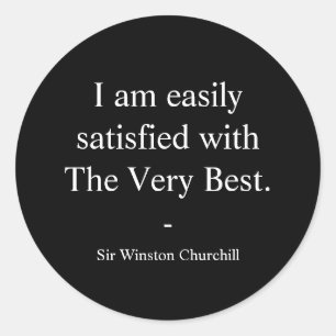 Pegatina Redonda Cita de Winston Churchill; Lo Mejor