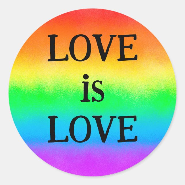 Pegatina Redonda Cita del Orgullo LGBT: AMOR | Bandera arco iris (Anverso)