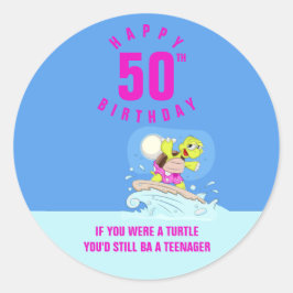 Pegatina Redonda Cita divertida de 50 años