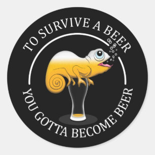 Pegatina Redonda Cita divertida de Beer Lover - Cerveza