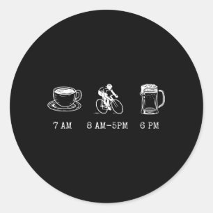 Pegatina Redonda Cita divertida de humor en bicicleta café paseo ce
