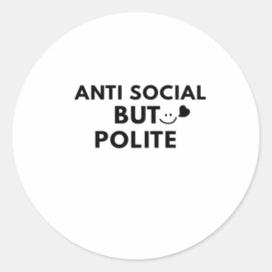 Pegatina Redonda Cita divertida de introvertido educado antisocial