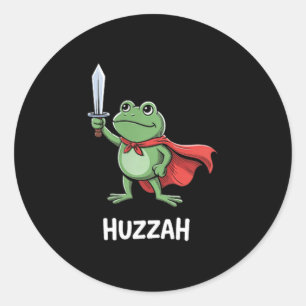 Pegatina Redonda Cita divertida de meme de espada Huzzah Caballero 