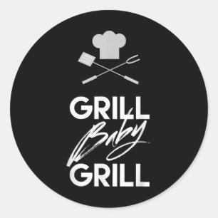 Pegatina Redonda Cita divertida de parrillada Shirt Grill Baby Gril