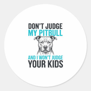 Pegatina Redonda Cita divertida de Pitbull Grabado vintage Diseño d