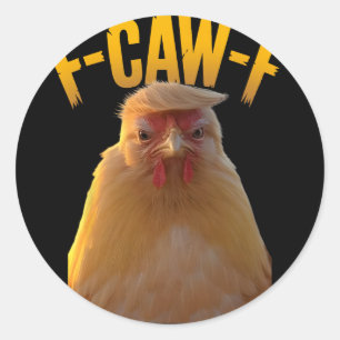 Pegatina Redonda Cita divertida de pollo F-caw-f Humor de pollo div