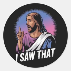 Pegatina Redonda Cita Divertida Jesús Meme Vi Eso Póster Cristiano