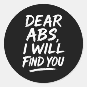 Pegatina Redonda Cita Divertida Queridos Abs Amantes Del Fitness Y