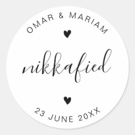 Pegatina Redonda Cita elegante Nikkafied con texto negro