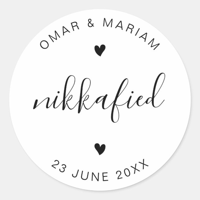 Pegatina Redonda Cita elegante Nikkafied con texto negro (Anverso)