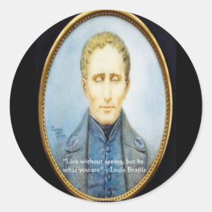 Pegatina Redonda Cita Famosa de Louis Braille