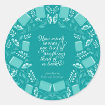 Cita floral verde azulada Jane Austen Bookish