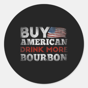Pegatina Redonda Cita graciosa en Whiskey La Bandera Estadounidense