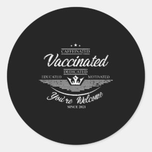 Pegatina Redonda Cita gráfica Vacunada de Humor Gráfica Vacuna