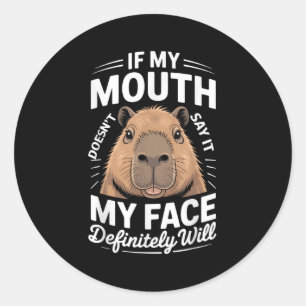 Pegatina Redonda Cita humorística de Guay Capybara dice gracioso té