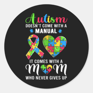 Pegatina Redonda Cita inspiradora Autismo Mamá Autismo Sensibilizac