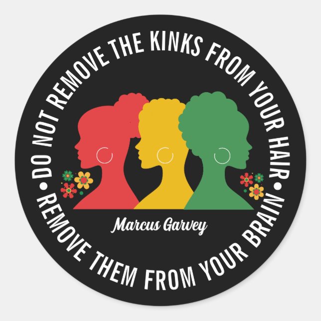 Pegatina Redonda Cita Inspiradora del PELO NEGRO AFRO (Anverso)