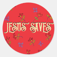 Cita «Jesús salva» con flores en rojo