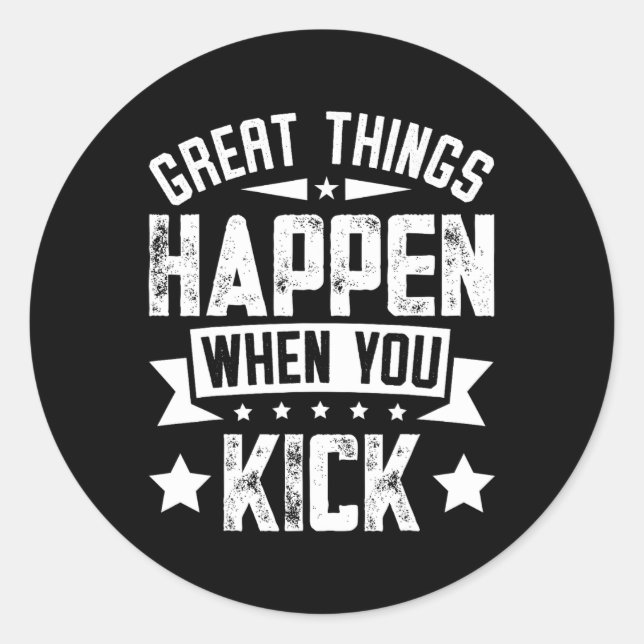 Pegatina Redonda Cita Meme de Kickboxing  (Anverso)