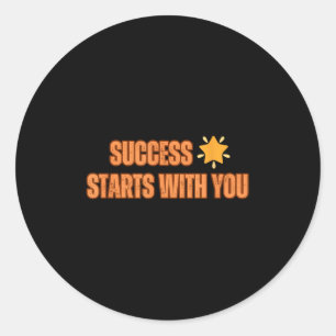 Pegatina Redonda Cita Motivacional_ Success Comienza Con Usted