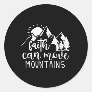 Pegatina Redonda Cita Religiosa Cristiana La Fe Puede Mover Montaña