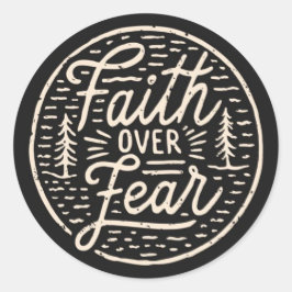 Pegatina Redonda Cita Religiosa Fe Sobre Miedo