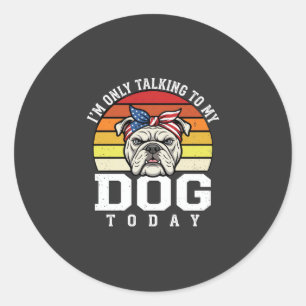 Pegatina Redonda Cita Retrodivertida Amante Perro Bulldog