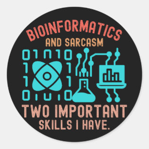 Pegatina Redonda Citas bioinformáticas, declaraciones bioinformátic