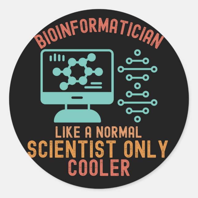 Pegatina Redonda Citas de bioinformática1, Dichos de bioinformática (Anverso)