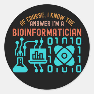 Pegatina Redonda Citas de bioinformática55, estudiantes de bioinfor