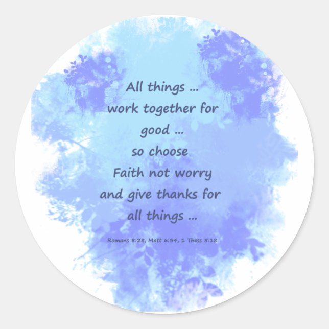 Pegatina Redonda Citas de guiones de la Biblia inspiradora (Anverso)