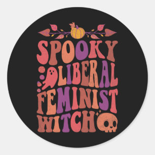 Pegatina Redonda Citas de Halloween feministas liberales