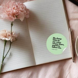 Pegatina Redonda Citas de la Biblia: Juan 10:27, Versículo del Evan