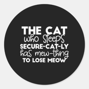 Pegatina Redonda citas divertidas de gato dormido