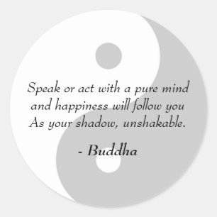 Pegatina Redonda Citas famosas de Buda - mente y felicidad puras