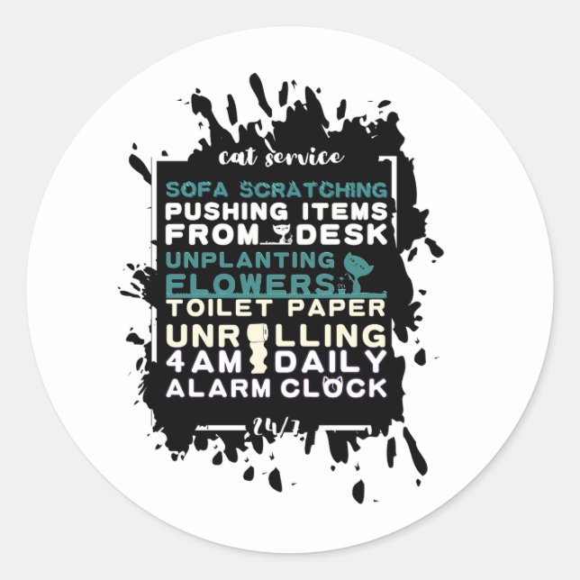 Pegatina Redonda Citas Para Propietarios De Gatos Graciosas (Anverso)